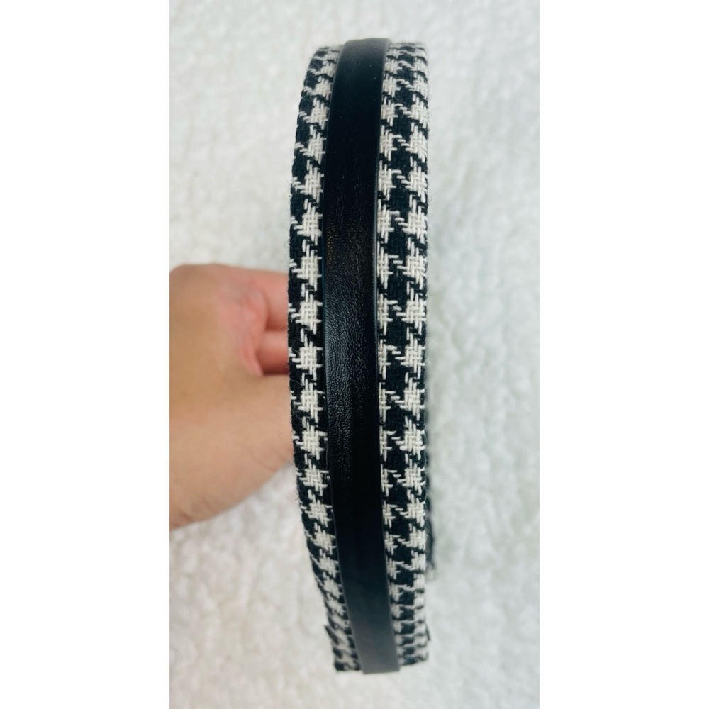 (NWOT) Handmade Black/White/Gold Houndstooth Horse Bit Headband - Picture 5 of 12
